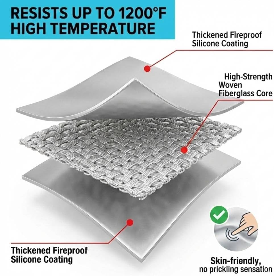 Emergency Fireproof Cloak with Hood – Silver Silicone Coated Fiberglass Fire Blanket, 59 x 63 Inches, Heat Resistant Safety Cover for Escape- fire Retardant Blanket - fire Extinguisher