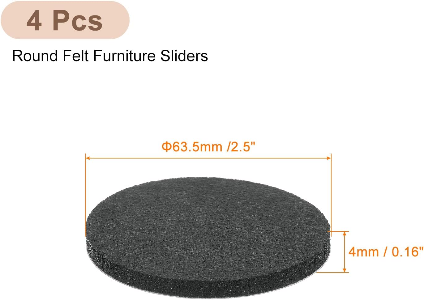 uxcell Furniture Pads, 36Pcs 0.5" - Round Self Adhesive Felt Furniture Pads, Floor Protectors for Furniture Feet Chairs Legs Hardwood Floors (Black)