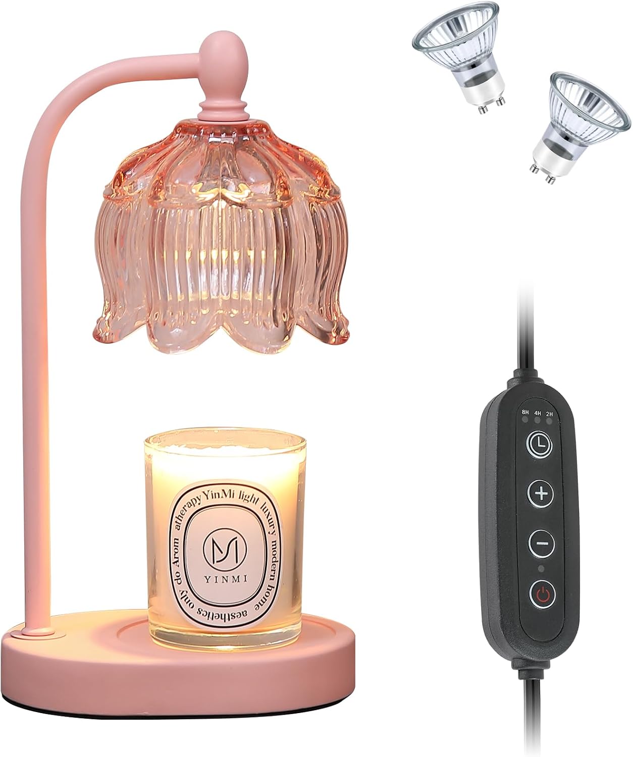 MEIXISUE Candle Warmer Lamp with Timer and Dimmer,Electric Gold Light Gifts for Women Melt Wax Warmer Lamp with 2 Bulbs for Candle Jars House Warming New Home Decor Bedroom