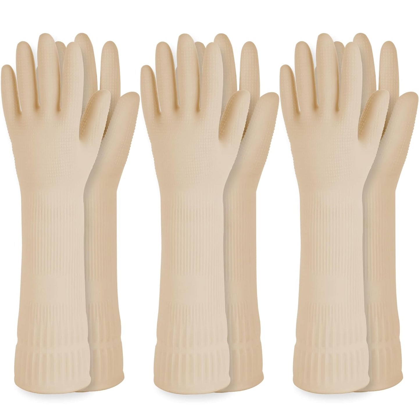 DABOGOSA Mamison 2 Pairs Reusable Waterproof Household Dishwashing Cleaning Rubber Gloves, Non-Slip Kitchen Glove (Pink, Medium (Pack of 2))