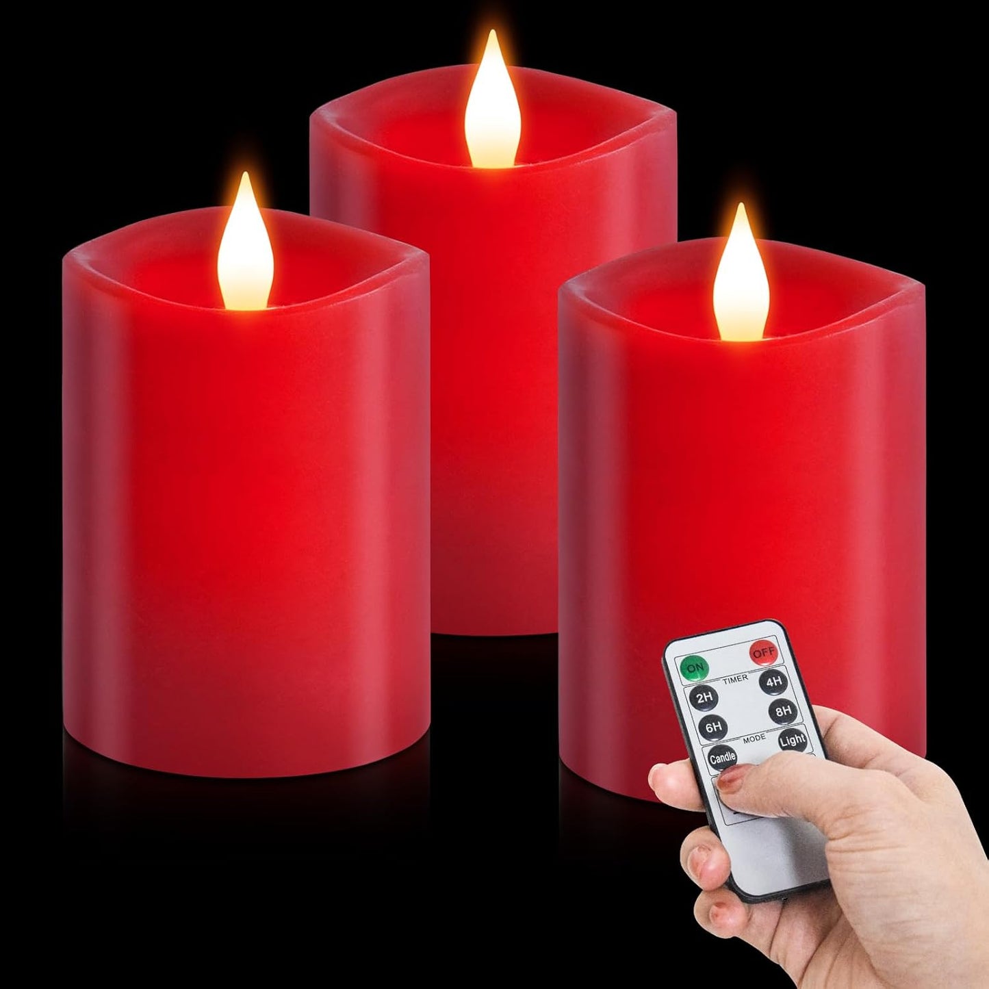 3x4 Flickering Flameless Candles Set of 3,Real Wax Pillar LED Candles,with Timer,4 inch Flameless Candles with Remote,for Party Wedding Holiday Home Decor,Ivory