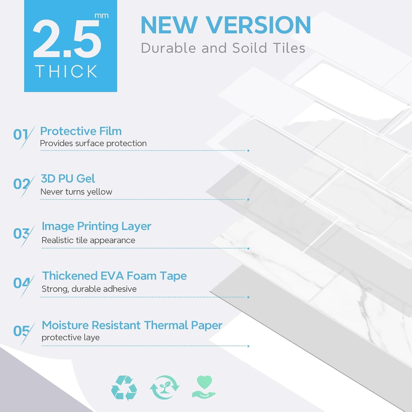 STICKGOO 10 Sheets Subway Tile Peel and Stick Backsplash, Extra Thick 3D Wall Tiles with Commercial-Grade Adhesive for Kitchen, Bathroom, Laundry Room,11.56"x8.38"(White)