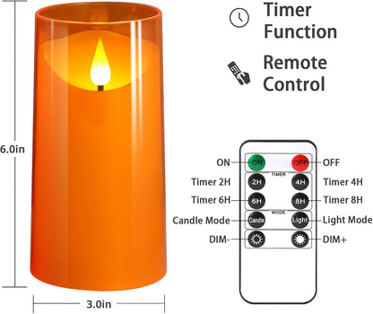 NURADA Flameless Candles with Remote Timer - Glass Real Wax 3D Wick LED Pillar Votive Candle Set Battery Operated Flickering Light for Home Christmas Decoration - White 3 Pack