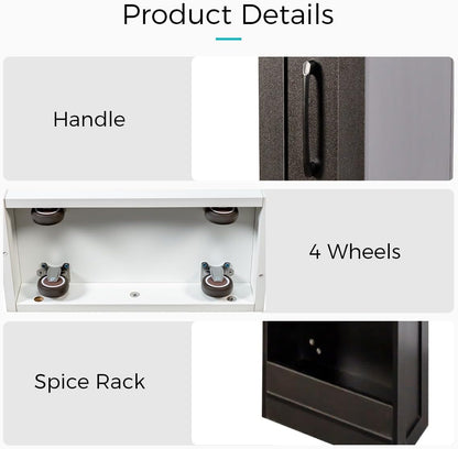 7 Tier multi-functional pull-out storage Cart for Next to Fridge, Rolling Slim Narrow Utility Cart for Small Spaces, Single sided open Spice Rack for Kitchen, Living Room & Narrow Spaces (White)