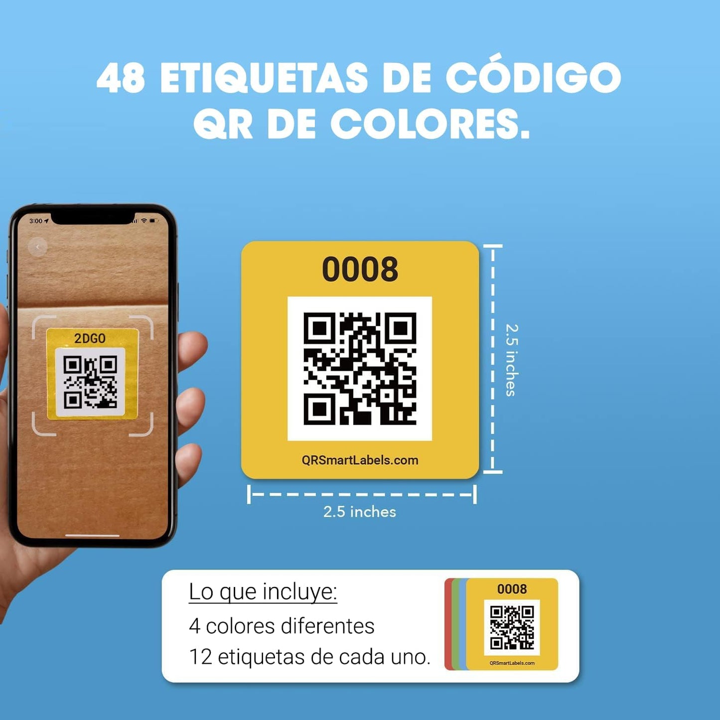 Smart Labels QR Code Stickers with AI Photo Analysis App - Auto-Creates Item Descriptions - No Typing - Made in USA - QR Code Labels for Storage & Inventory Tracking, Organization & Moving, Pack of 48