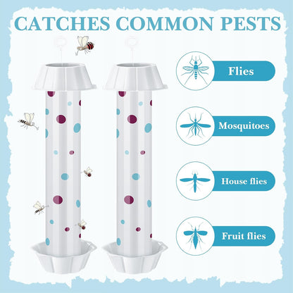12 Pcs Sticky Fly Trap Fly Stick Indoor Outdoor Long Lasting Adhesive Fly Catcher with Hanging Hook for Wasps Gnats Bugs Insects Moths Fruit Flies Mosquitoes Spiders Fleas (White)