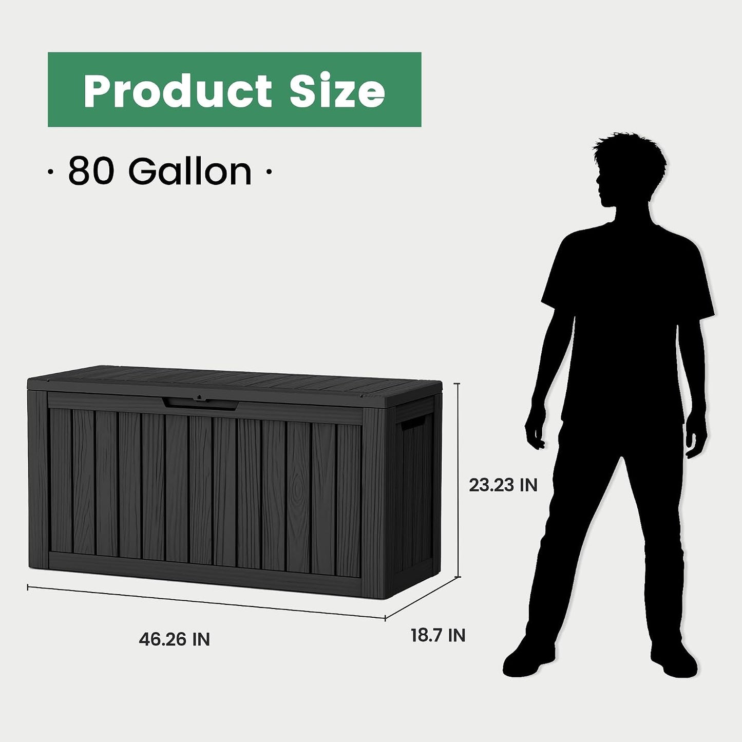 100 Gallon Storage Box, Waterproof Resin Deck Box with Hydraulic Piston Design, Lockable Storage Bench for Package Delivery, Storage Bin for Patio Cushions, Garden Tools, Black