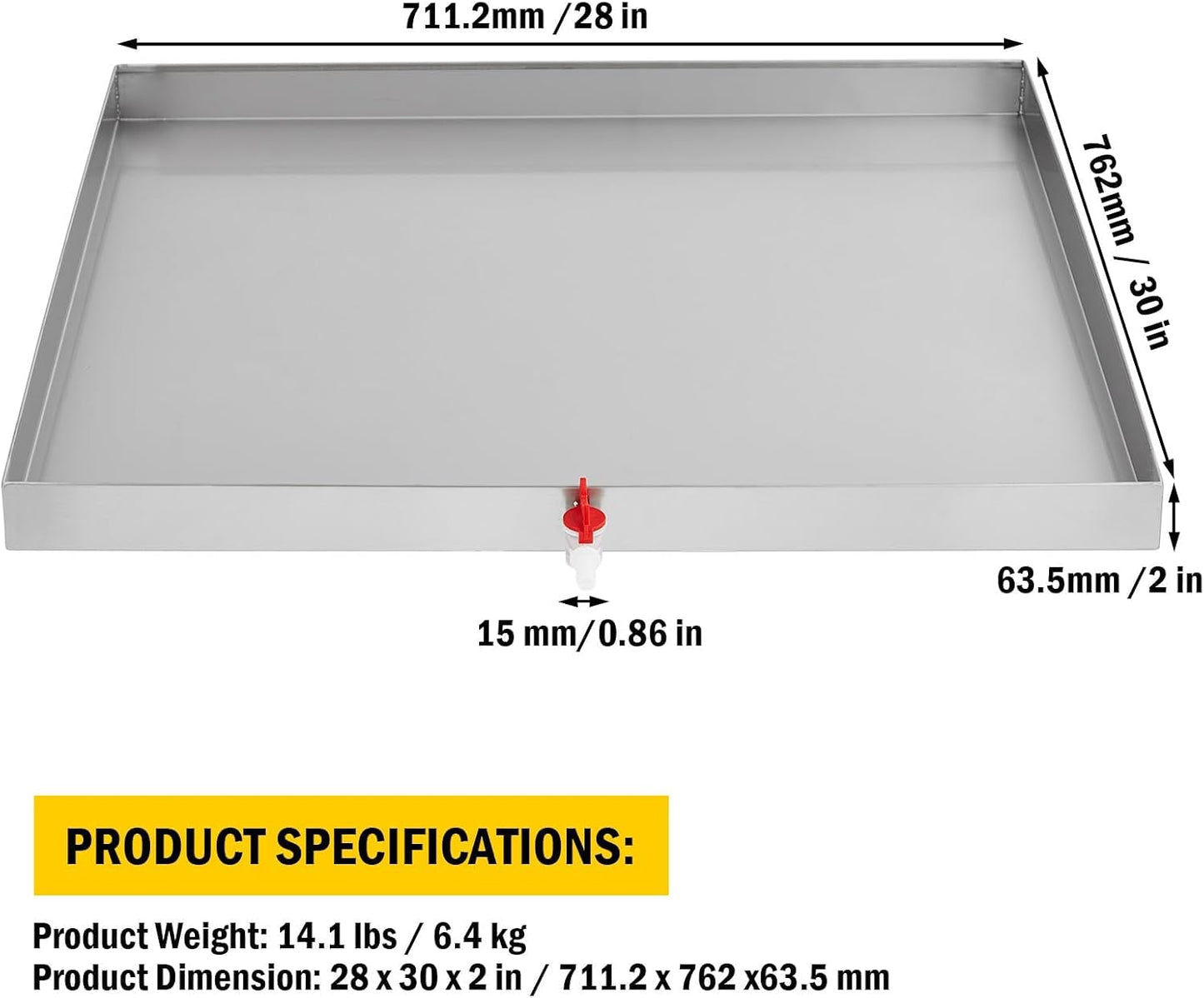 GarveeTech 32 in x 30 in Washing Machine Pan for Washer and Dryer, 304 Stainless Steel Drain Pan, Washer Drip Tray with Drain Hole & Hose Adapte, 4 Pcs Anti-Vibration Washing Machine Feet