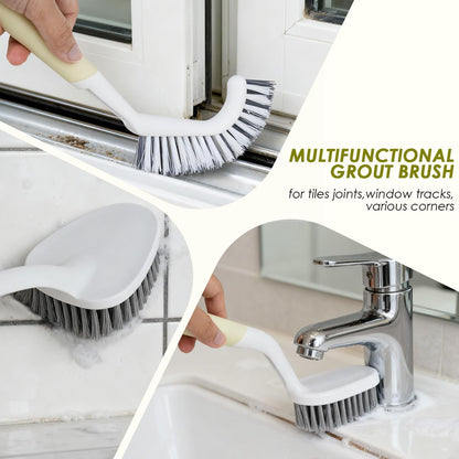 3 Pack Shower Scrub Brush Set, Stiff Bristles Grout Cleaner Brush, Scrub Brushes for Cleaning Bathtub, Bathroom, Shower, Tile, Carpet, Kitchen, Sink, Floor (Green)