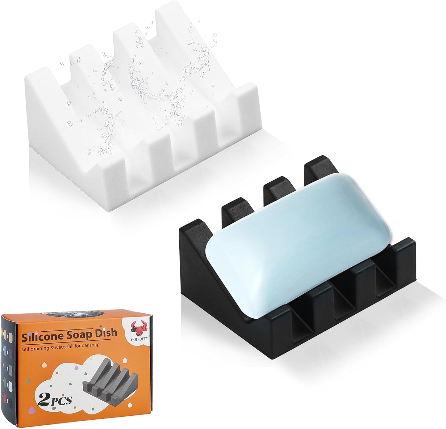 Self Draining Soap Dish Holder,Silicone Soap Dish,for Bathroom,Kitchen, Sponges，Can Extend Soap Life，Keep Soap Bars Dry and Easy Cleaning (White,1-Pack) - Colors A