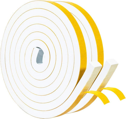 Yotache Weather Stripping Door Seal Strip White 3/8" x1/8", 50Ft Total, Foam Insulation Tape Gasket for Door Frame and Windows, 3 Rolls x 16.5Ft