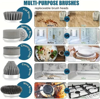 Electric Spin Scrubber - Shower Scrubber,Bathroom Scrubber Electric,for Cleaning Tub, Floor, Tile, Window, Sink, Kitchen Cleaning with 6 Electric Cleaning Brush Head (8)