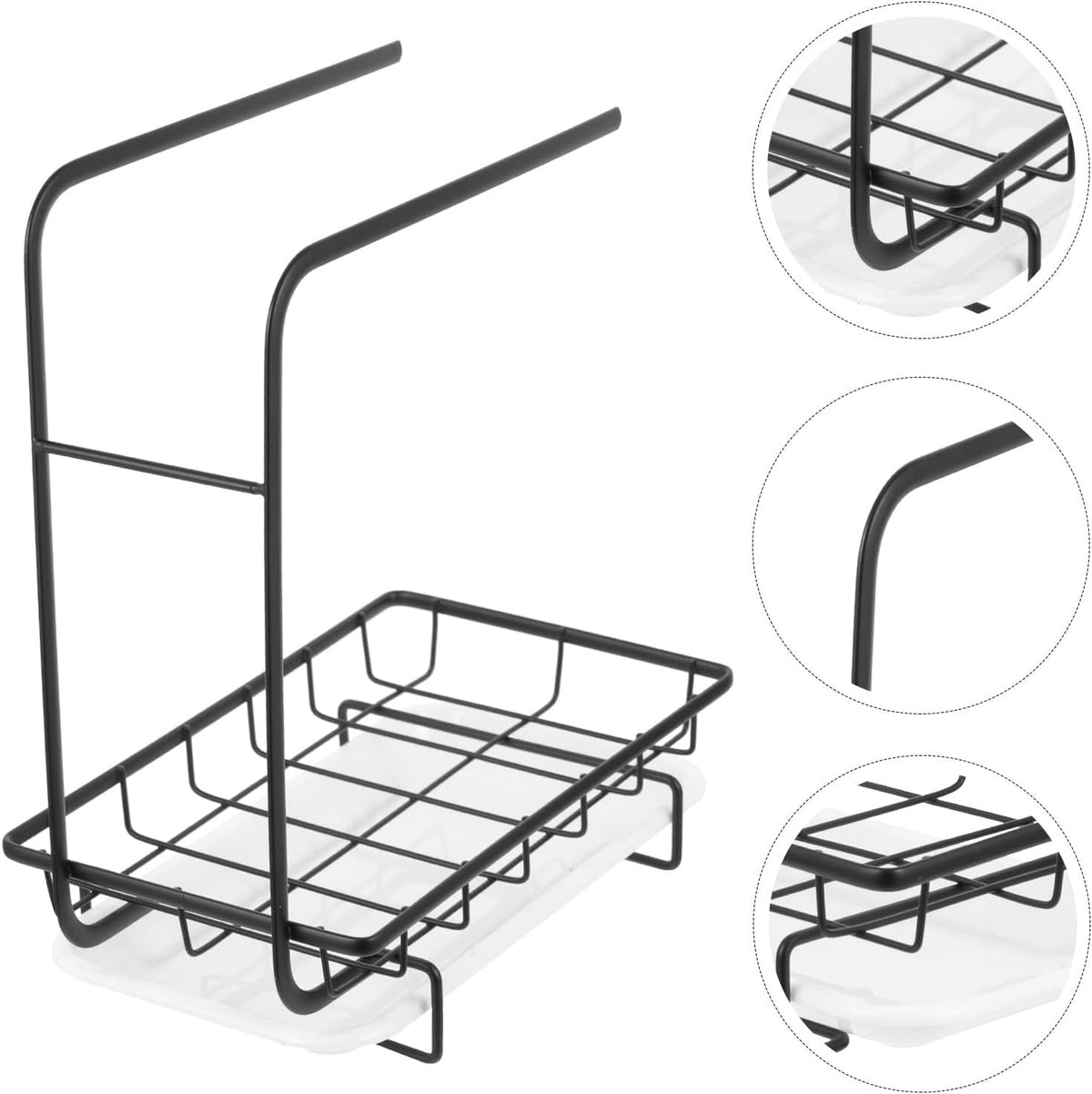BESPORTBLE Multi-Function Dishcloth and Sponge Drying Rack Black Wall-Mounted and Desktop Kitchen Sink Storage Draining Holder Organizer for Home Cleaning Tools