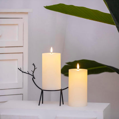 volnyus White Flameless Candles Set of 2 (3x6 inch) Flickering LED Wax Candles Battery Operated with Remote Control Timers for Night Light/Fireplace/Party Dimmable Pillar Candles Flat top