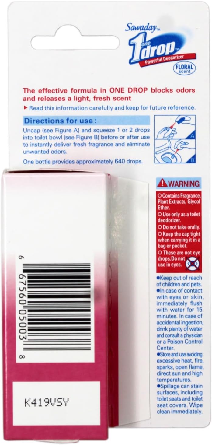 One-Drop Powerful Deodorizer, Floral Scent 0.67 Ounce 6 Pack