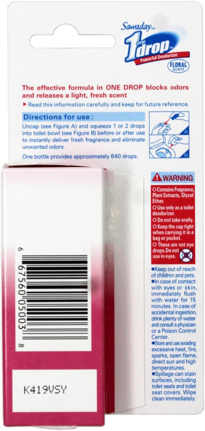 One-Drop Powerful Deodorizer, Floral Scent 0.67 Ounce 6 Pack