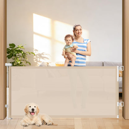 Retractable Baby Gates for Doorways, 58" Extra Wide Mesh Child Dog Gate for Stairs, 34" Tall Toddler Pet Gate Indoor and Outdoor, Easy Install, Essential for Home Safety, Black