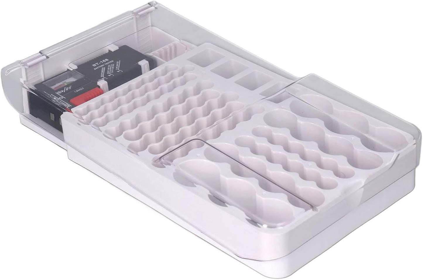Zopsc Battery Storage Box, Carrying Case with Capacity Test Instrument, Holder Organizer for Car Home