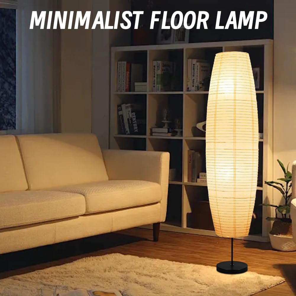 YY YEARCHY Floor Lamp Paper Lamp Japanese Standing Lamps with Rice Paper Shade for Bedroom Livingroom Slim