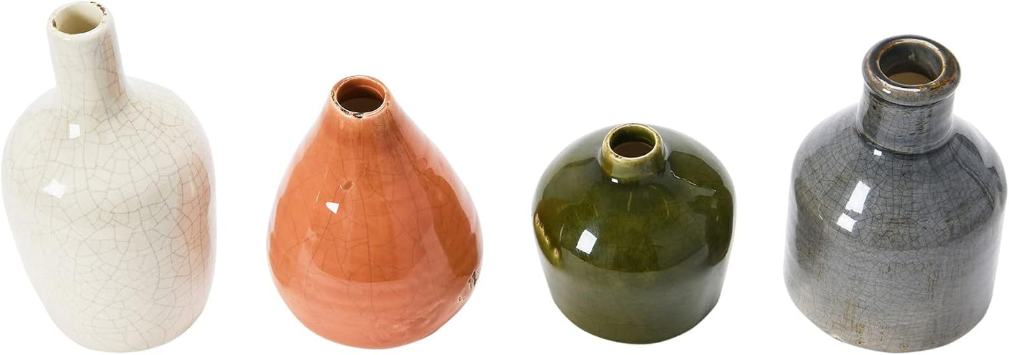 Creative Co-Op Blue & Ivory Terracotta Vases (Set of 4 Sizes)
