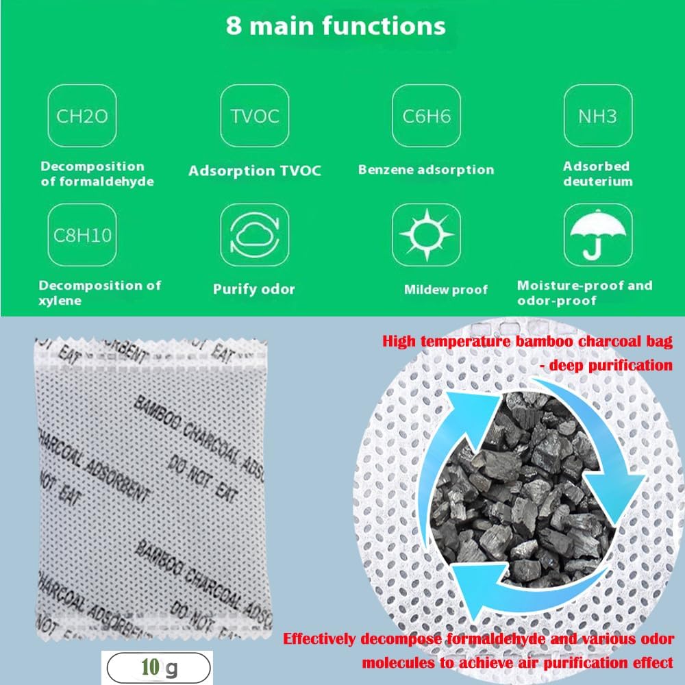 30Pack Activated Charcoal Odor Absorber for Strong Odors in Car,Closet,Shoe | Natural Activated Charcoal Air Purifying Bag Odor Eliminator; 10g/Pack Air Freshener for Home,Car,Closet,Shoe,Basement,Pet