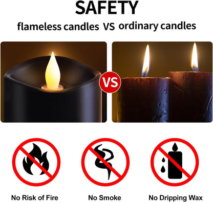 3x3 Flickering Flameless Candles Set of 2, 2AA Battery Life 600 Hours Battery Candles Flickering with Timer,3 inch Flameless Candles with Remote for Indoor/Outdoor, Ivory