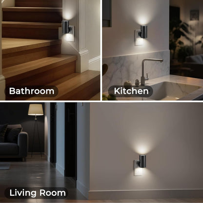 LED Motion Sensor Night Light,Motion Activated Night Light & Dusk to Dawn Sensor Night Light Plug into Wall 5-300LM Adjustable Brightness,5000K Daylight,for Kitchen,Hallway Bedroom,Stairs, 2 Pack
