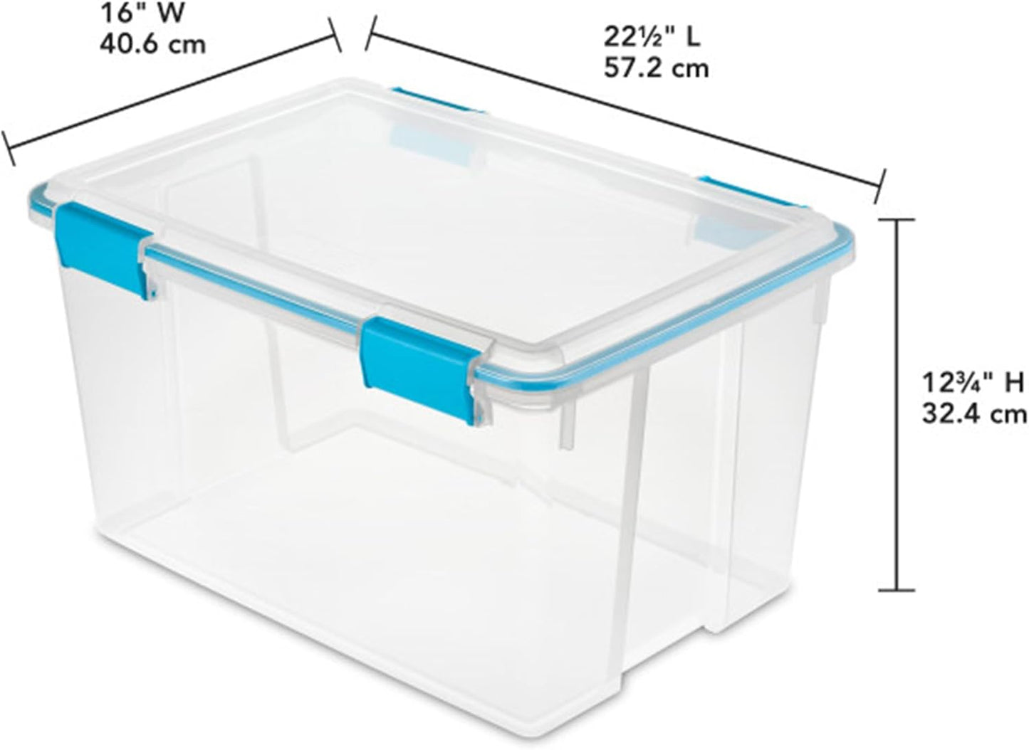 Sterilite 4-Pack Gasket Box, Home Storage Organizer Bins with Lids, 37 Quart – Stackable Clear Plastic Containers for Bedroom, Bathroom, Garage, Basement, or Attic