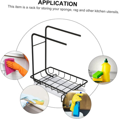 Garneck 1pc Kitchen Sponge Rag Rack Dual-Purpose Desktop Wall-Mounted Storage for Dishcloths Soaps Cleaning Supplies Easy to Clean Breathable Design