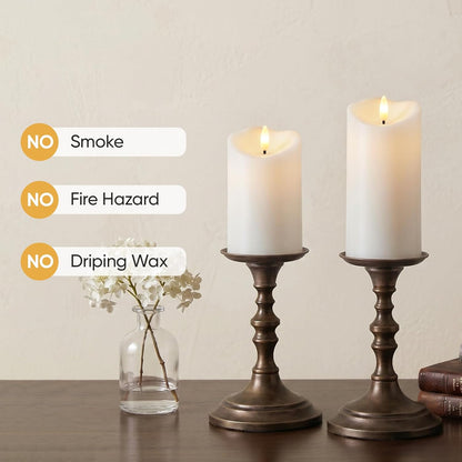 Amagic IP65 Waterproof Outdoor Flameless Candles with Remote, LED Candles Battery Operated with Timer, Flickering Fake Pillar Candle for Outside Patio Yard Decor, Ivory, Set of 5, D3 X H4 5" 6" 8" 8"