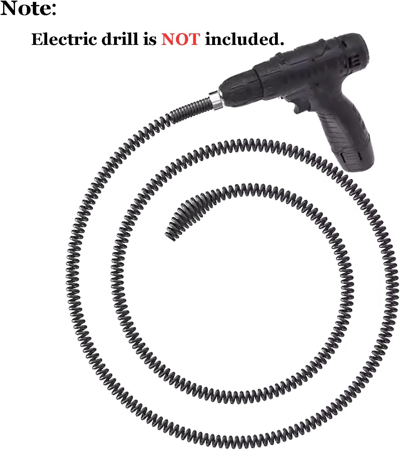 Amonk Drill Snake for Plumbing 9.84Ft Drain Clog Remover Drain Auger Cable with Drill Connector 10mm Flexible Plumbing Drill Pipe Cleaner for Kitchen, Bathroom, Toilet and Shower Sink