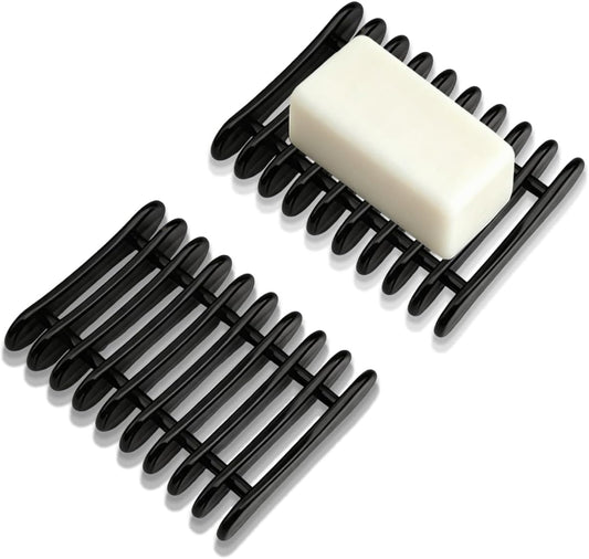 2 Pcs Plastic Bar Soap Holder Soap Tray Non-Slip Soap Saver Self Draining Soap Dish for Bar Soap Clear Soap Dryer for Shower Bathroom Kitchen Restaurant Counter