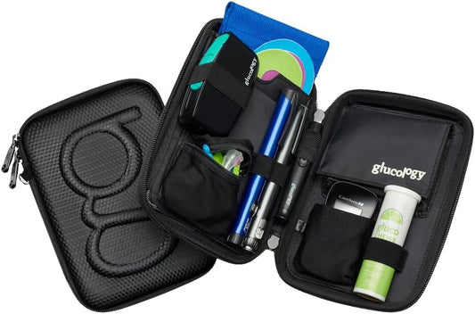 Diabetes Travel Case Hard Shell, Storage Organizer for Glucose Monitor Kit, Insulin Pen, Blood Sugar Test Strips, Syringe, Needles and Other Diabetic Care Supplies - Premium & Durable Hard Case, Pink