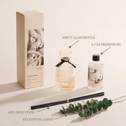 Airkeep Reed Diffuser Set 6.76 oz – Cherry Blossom Home Fragrance with Eucalyptus Sticks – Decorative Glass Bottle for Bathroom, Bedroom & Living Room Décor – Gift Ready