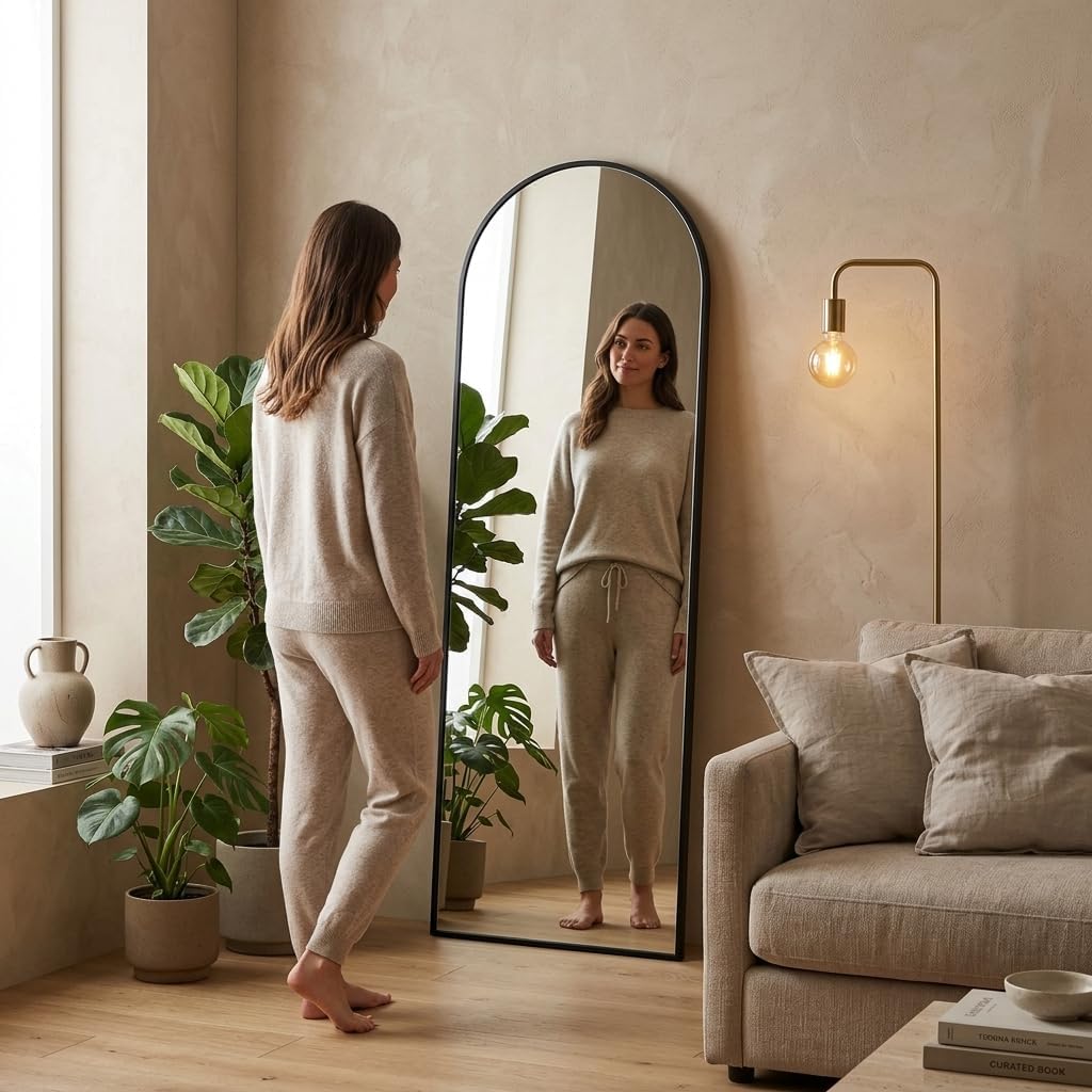 59"x16" Floor Mirror Full Length, Arched Full Length Mirror with Stand, Full Body Mirrors for Bedroom Living Room or Cloakroom Gold