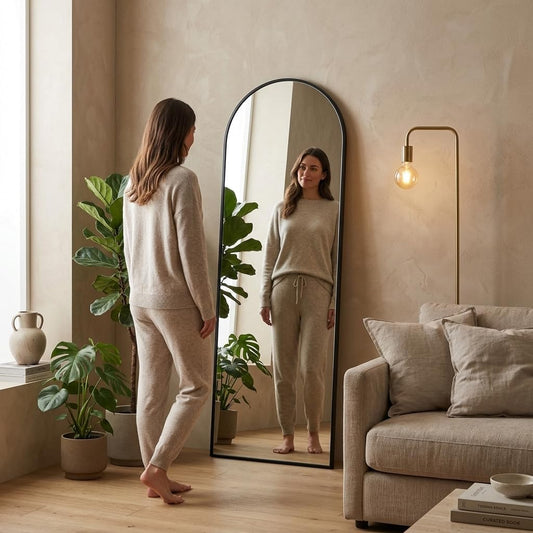 59"x16" Floor Mirror Full Length, Arched Full Length Mirror with Stand, Full Body Mirrors for Bedroom Living Room or Cloakroom Gold