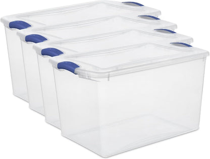41 Quart Under Bed Storage Bins with Snap-On Lids, 2-Pack, Clear Plastic Stackable Tote Boxes, Closet Storage for Clothes Storage & Bedroom Organization
