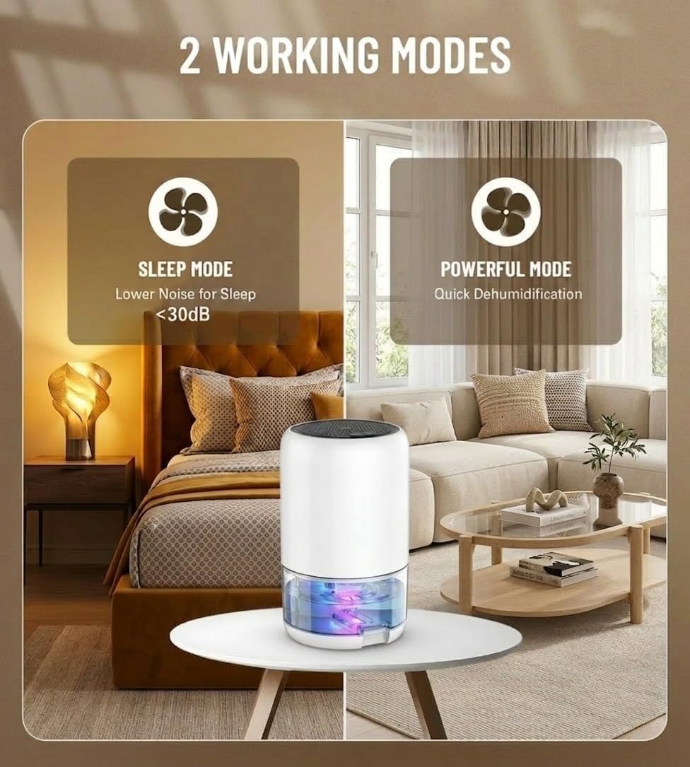 Dehumidifier for Bathroom Bedroom Closet and RV, Portable Small Space Moisture Absorber with Automatic Tank Shut-Off, Mini Dehumidifier for Humidity Reduction and Fresher Environments