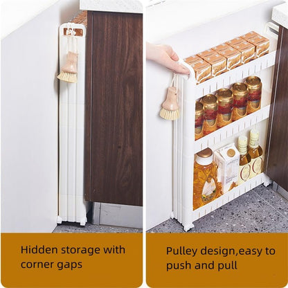 Slim Storage Car Durable Slim Storage Cabinet with Wheels Narrow Shelf Rack for Kitchen,Bathroom,Study,Office,Etc (3 Tier elevated)