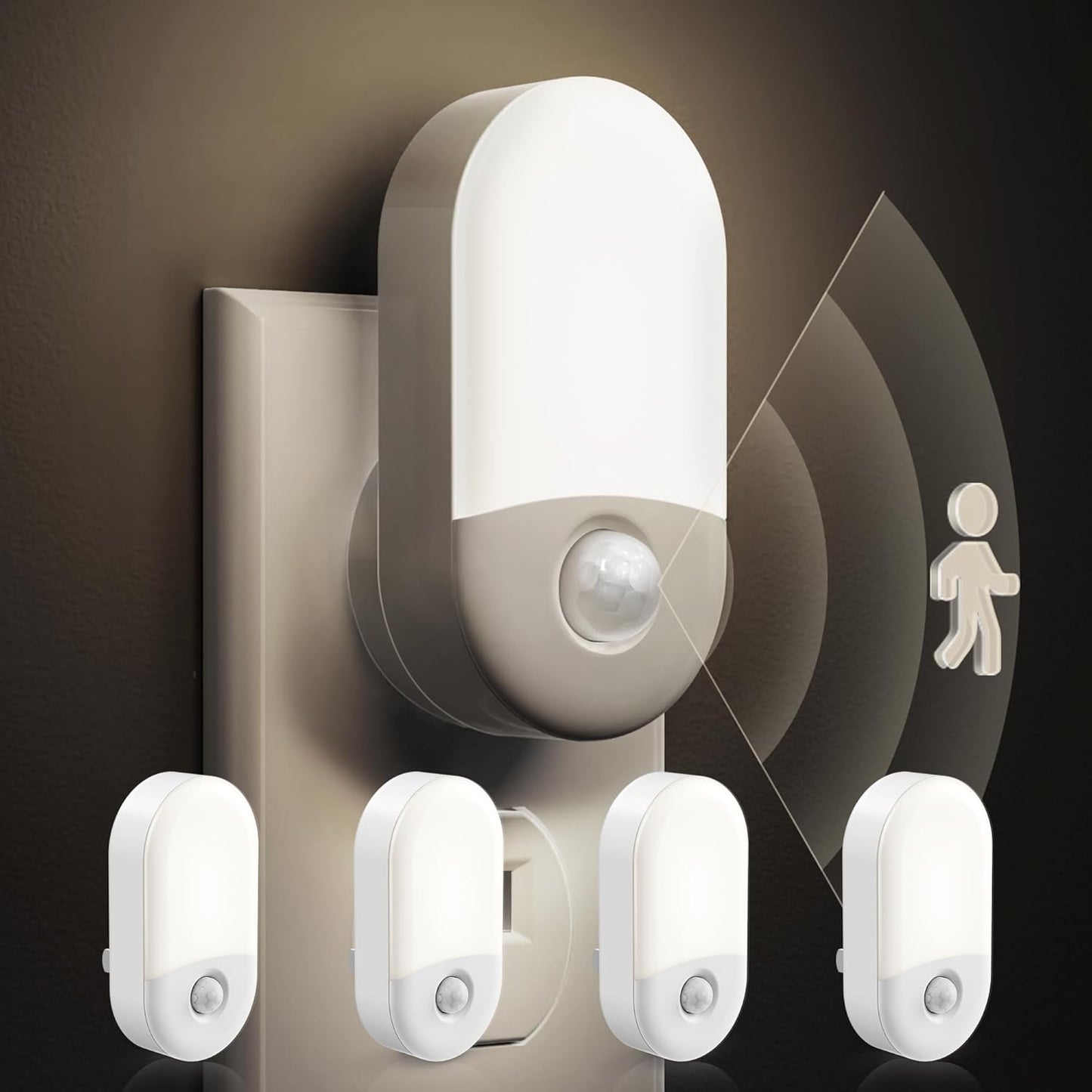 L LOHAS LED Motion Sensor Night Light, 2Pack, Motion Activated Night Light, Night Lights Plug into Wall Motion Sensor, 3000K Warm White, Adjustable Brightness 30/60LM, for Kids Adults Bathroom Bedroom