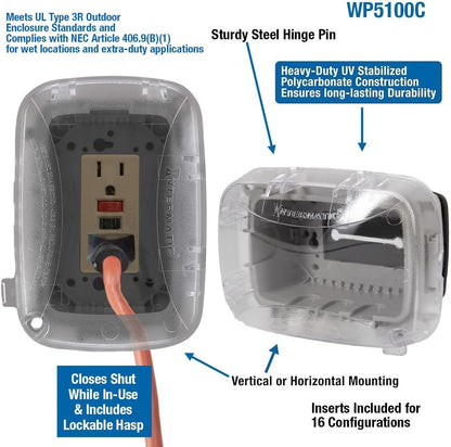 Intermatic WP3100C Weatherproof Electrical Outlet Cover - Extreme Temperature Resistance, Heavy-Duty Construction, Versatile Design & Multi-Configurable, Easy Install, Secure Fit for Outdoor in-Use