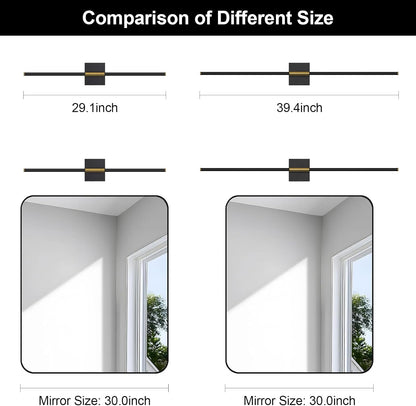 Battery Operated Wall Sconce Set of Two with Remote Control, 3000K-6000K Dimmable Black Wall Lights, Timable LED Wireless Wall Sconces, 350° Ratate for Bathroom, Living Room, Hallway 29.1 Inch