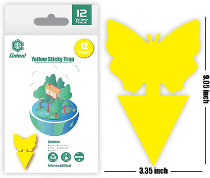 Gideal 20-Pack Dual-Sided Yellow Sticky Traps for Flying Plant Insect Such as Fungus Gnats, Whiteflies, Aphids, Leafminers,Thrips - (6x8 Inches, Included 20pcs Twist Ties)