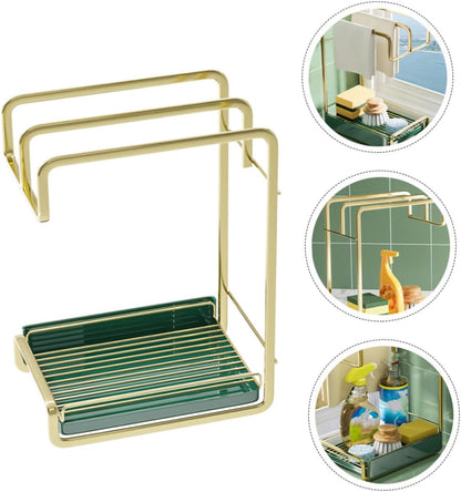 COLLBATH Elegant Wall-mounted Drain Rack Duster Cloth Drying Rack Kitchen Drain Stand Storage Wall Hanging Accessory