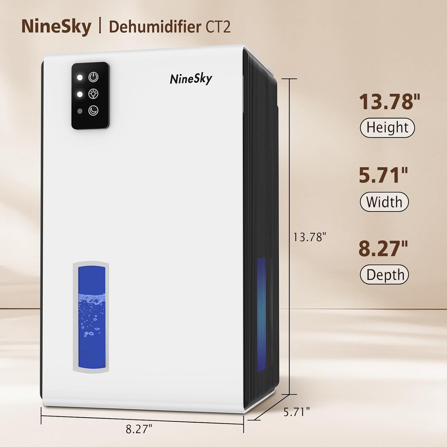 NineSky Dehumidifier, 1000 sq.ft Dehumidifiers for Home with 95oz Large Water Tank,Quiet Dehumidifier with 7-Color Ambient Light & Auto Shut Off, Dehumidifier for Basement, Bedroom, Bathroom (Grey)
