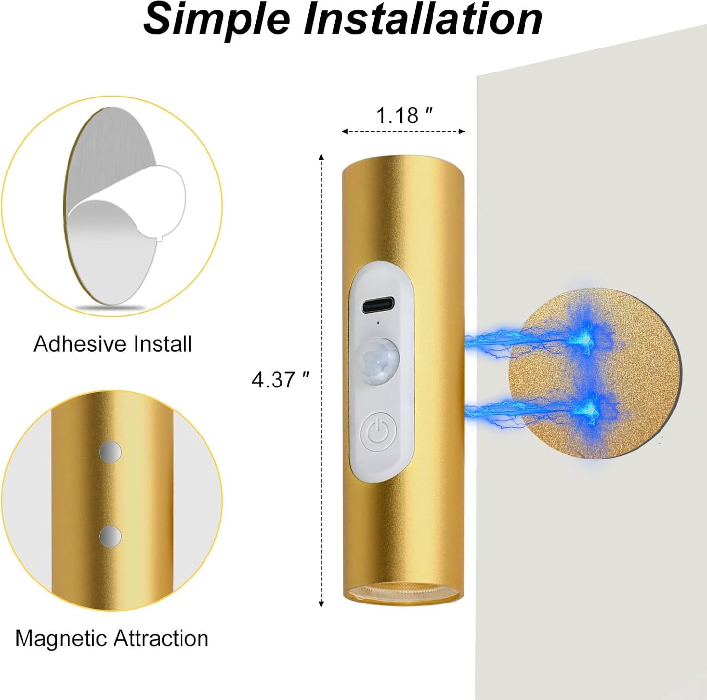 Battery Operated Wall Sconce Set of 2, Magnetic Stick on Wall Lights Rechargeable Motion Sensor Night Lights Indoor with Remote Control, Wireless Up and Down Wall Sconces, 3 Modes Dimmable, Aluminum