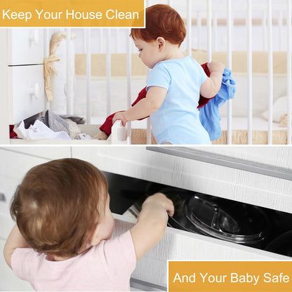 10 Pack Cabinet Locks Child Safety, NO Drilling 3M Adhesive Baby Proof Drawer Lock Child proofing cabinets latches for Kids Latch for Drawers & Door Child Safety Locks