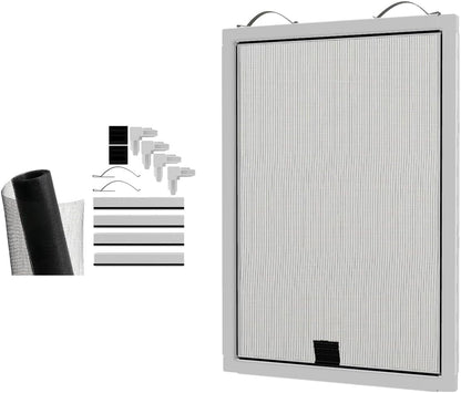 Window Screen Replacement Kit, 36", 48" and 60" Window Frames, White or Bronze, with Screen Mesh Roll. Easy Installation!