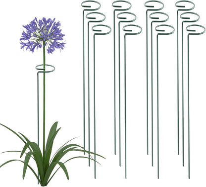Thealyn 12 Pack 16 Inch Plant Support Stakes, Metal Single stemmed Flower Support Hoops，Garden Plant Stakes Plant Prop for Amaryllis Orchid Lily Rose Peony Tomatoes Gladiolus