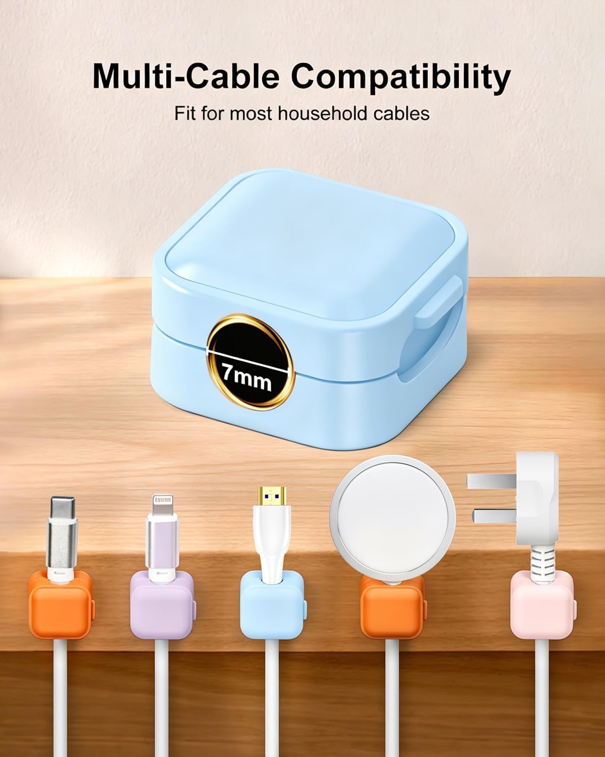 Art3d 8 Pack Magnetic Cable Clips, White Cable Management Accessories, Cord Smooth Adjustable & Adhesive Backing Cord Organizer for Office Home Organization, Desk, Wall, Nightstand, Phone, Car